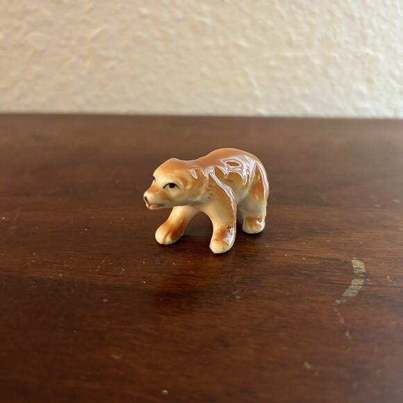Vintage Bone China Brown Bear Mini Trinket - Picture 1 of 7